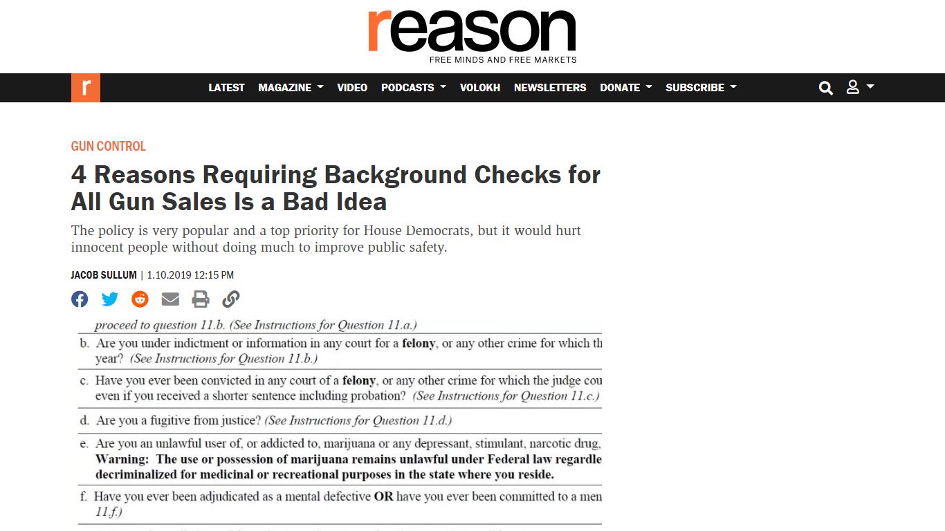 4 Reasons Requiring Background Checks for All Gun Sales Is a Bad Idea